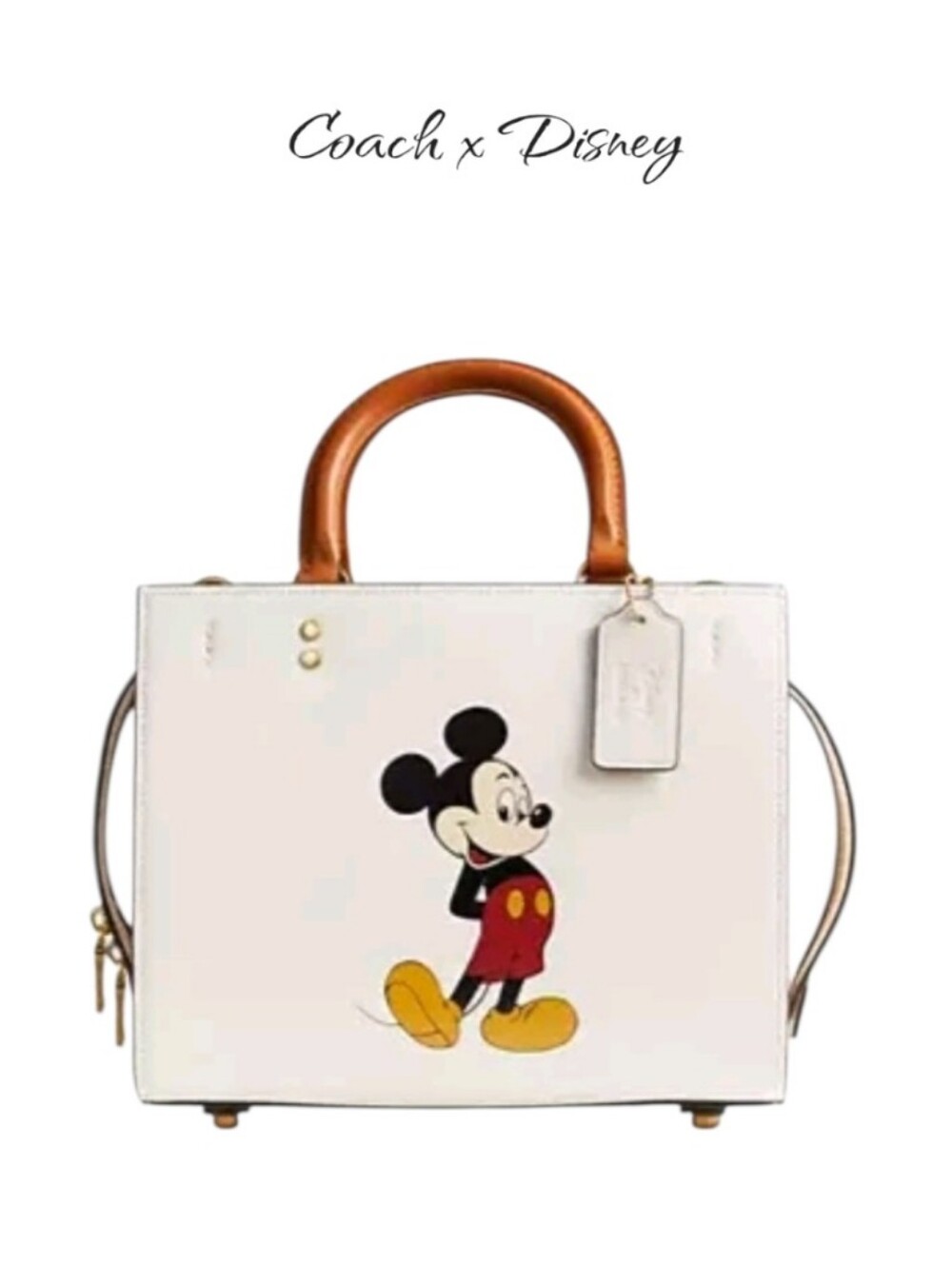 Coach x Disney Mickey Mouse Rogue 25 Chalk White Leather Satchel CQ799 NWT